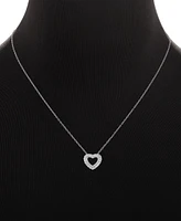 Holiday Lane Cubic Zirconia Double Heart Pendant Necklace in Sterling Silver, 16" + 2" extender, Created for Macy's