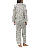 Lauren Ralph Women's 2-Pc. Long-Sleeve Notch-Collar Long Pants Pajama Set