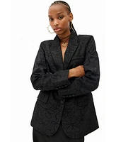 Desigual Women's Blazer with die-cut flower silhouette