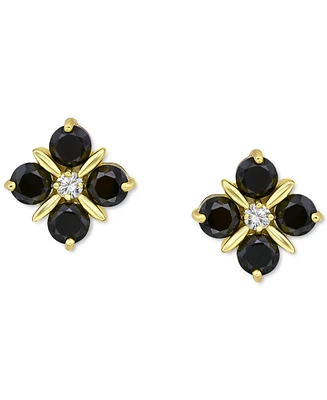 Giani Bernini Black & White Cubic Zirconia Flower Stud Earrings in 18k Gold-Plated Sterling Silver, Created for Macy's