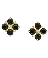 Giani Bernini Black & White Cubic Zirconia Flower Stud Earrings in 18k Gold-Plated Sterling Silver, Created for Macy's