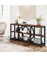 Tribesigns Extra Long Console Table, 70.9 inch Narrow Sofa Tables with 3 Tier Wood Storage Shelves