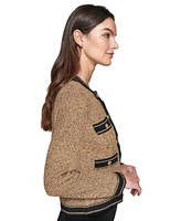 Karl Lagerfeld Paris Women's Shine Tweed Cardigan, Regular & Petite