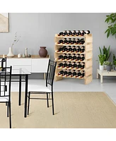 Skonyon 36 Bottles Stackable Wooden Wobble-Free Modular Wine Rack