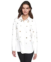 Karl Lagerfeld Paris Women's Embellished Button-Front Top