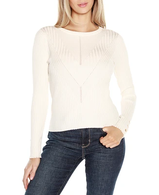 Belldini Women's Mixed-Rib Sweater