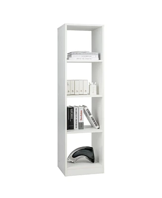 Gymax 5-Tier Bookshelf Corner Bookcase Storage Display Organizer w/ 4 Cubes