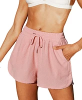 Cupshe Women's Pink Drawstring Waist Wide Leg Shorts