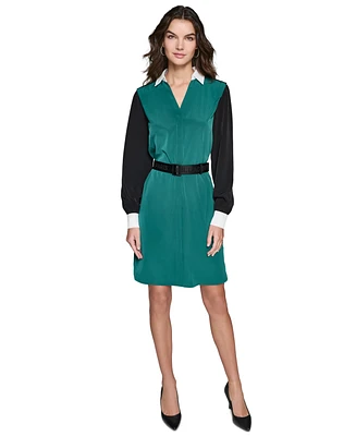 Karl Lagerfeld Women's Colorblocked Belted Dress