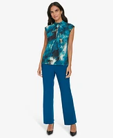 Calvin Klein Women's Printed Twist-Front Cap-Sleeve Top