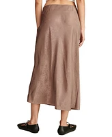 Lucky Brand Women's Satin Silky Midi Slip Skirt