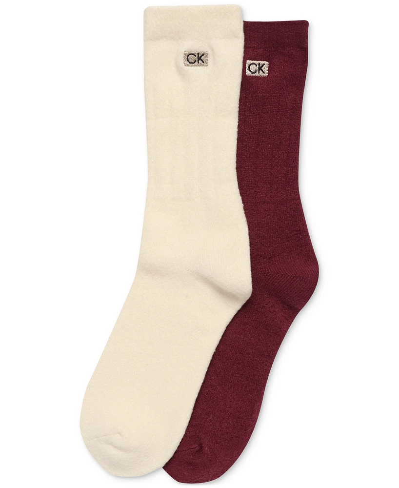 Calvin Klein Women's 2-Pk. Full Terry Casual Crew Socks