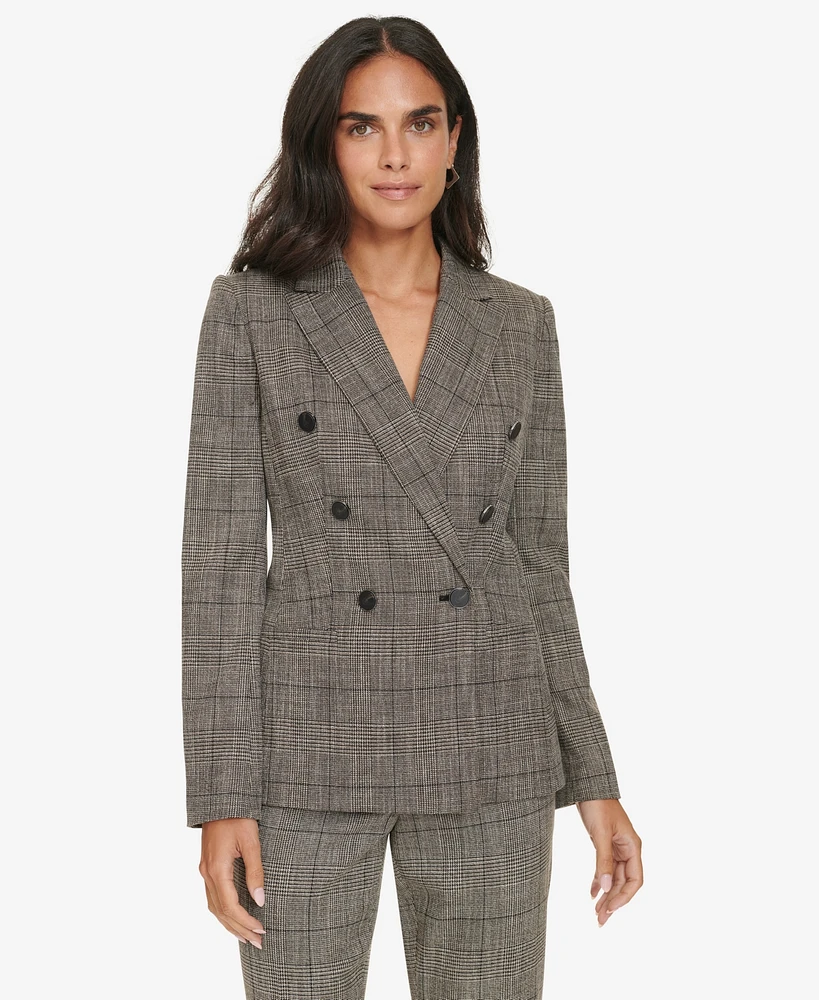 Calvin Klein Women's Double-Breasted Houndstooth Blazer