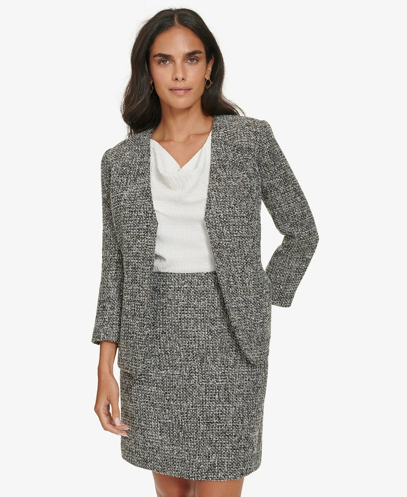 Calvin Klein Women's Tweed Open-Front Blazer