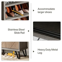 Tribesigns 5-Tier Shoe Cabinet with Sliding Doors, Wood Shoe Organizer with Metal Legs