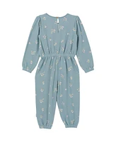 Gerber Baby Girls Soft Hacci Long Sleeve Floral Jumpsuit