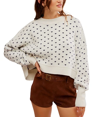 Free People Women's Patterned Easy Street Cropped Sweater