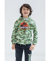 Jurassic World Boys Dinosaur Jurassic Park T-Rex Fleece Pullover Hoodie and Pants Outfit Set to