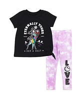 Disney Girls Nightmare Before Christmas Sally Jack Skellington T-Shirt and Leggings Outfit Set to