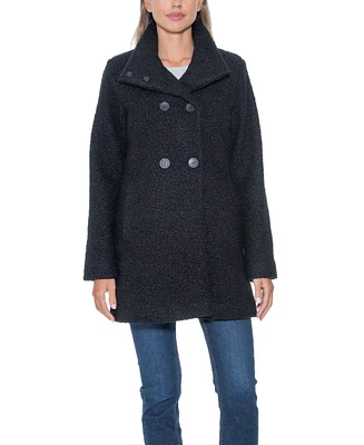 Sebby Collection Women's Boucle Double Breasted Walking Coat