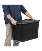 Iris 20 Gallon Heavy-Duty Storage Plastic Bin Tote Container, Black, Set of 4