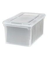 Iris Usa 44 Quart Letter/Legal File Tote Box, Bpa-Free Storage Bin Tote Organizer with Durable and Secure Latching Lid, Clear/Clear