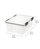 Iris 6 Pack 30.6qt Weatherpro Airtight Plastic Storage Bin with Lid and Seal and Secure Latching Buckles