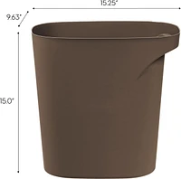 Iris Usa 6 Gallon / 24 Quart Plastic Wastebasket Trash Cans for Home, Office, Bedroom, Bathroom, Brown, 3-Pack