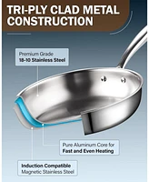 inch Tri-Ply All Clad 18/10 Stainless Steel Skillet Frying Pan,Dishwasher Safe
