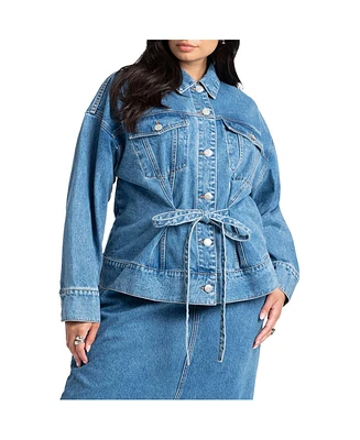 Eloquii Plus Denim Jacket With Cinched Waist