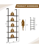 Gymax 2 Pcs 5 Tier Ladder Shelf 71'' Wall-Mounted Bookshelf Display Storage Organizer