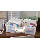 Iris Usa 4" x 6" Photo Storage Box with 12 cases, Handle, Craft Organizers and Storage Cases for Pictures, Cards, Clear