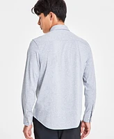 Alfani Men's Classic-Fit Heathered Jersey-Knit Button-Down Shirt, Created for Macy's