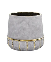 Slickblue 8.5" Regal Stone Decorative Planter with Gold Accents