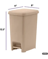 Superio Small 2.5 Gallon Slim Plastic Trash Can with Lid and Foot Pedal