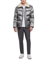 Guess Men's Puffer Jacket with Sherpa Collar