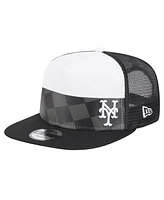 New Era Men's Black New York Mets Checkmate Trucker 9FIFTY Snapback Hat