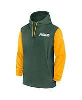 Nike Men's Green/Gold Green Bay Packers 2024/25 Sideline Pre-Game Player 1/2-Zip Hoodie Jacket