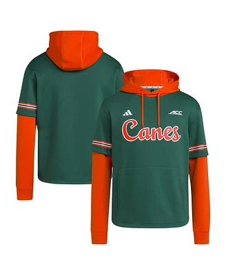 Adidas Men's Green Miami Hurricanes Pullover Baseball Jersey Hoodie