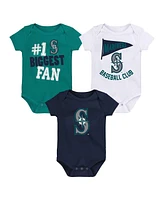 Outerstuff Baby Boys and Girls Fanatics Seattle Mariners Fan Pennant 3-Pack Bodysuit Set