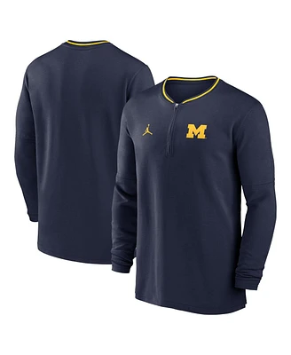 Jordan Men's Navy Michigan Wolverines 2024 Sideline Coach Performance Half-Zip Long Sleeve Top