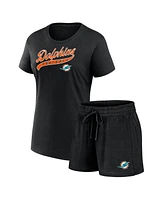 Fanatics Women's Black Miami Dolphins Start to Finish T-Shirt Shorts Combo Pack