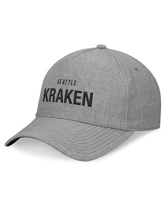 Fanatics Men's Heather Gray Seattle Kraken Elements A-Frame Leather Strapback Hat