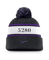 Nike Men's Black Colorado Rockies Team Stripe Peak Cuffed Knit Hat with Pom