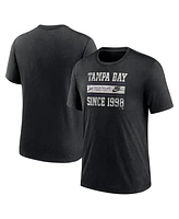 Nike Men's Heather Black Tampa Bay Rays Cooperstown Collection Local Stack Tri-Blend T-Shirt