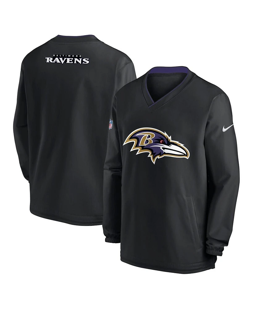 Nike Men's Black Baltimore Ravens Sideline V-Neck Pullover Windbreaker