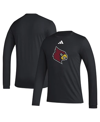 Adidas Men's Black Louisville Cardinals Primary Locker Logo Pre-Game Long Sleeve T-Shirt