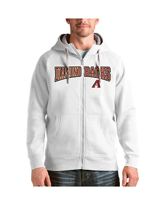 Antigua Men's White Arizona Diamondbacks Team Logo Victory Full-Zip Hoodie