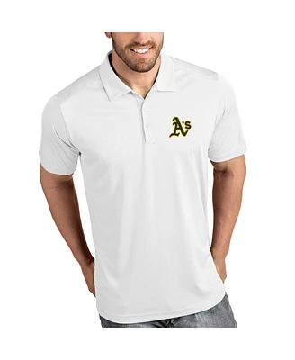 Antigua Men's White Oakland Athletics Tribute Polo