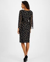 Connected Women's Printed Cape-Sleeve Sheath Dress